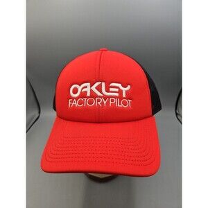 Oakley Mens Factory Pilot Trucker Cap Adjustable Hat Red Black One Size Fits All